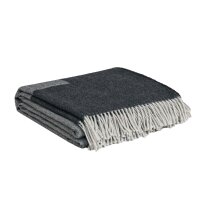 GANT blanket - LOGO THROW, jacquard logo, fringes, wool-mix fabric Grey 130x180cm