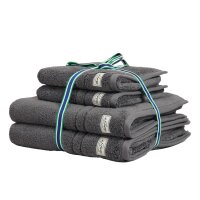 GANT Handtuch/Duschtuch-Set, 4-teilig - PREMIUM TOWEL, Frottee, 50x70 und 70x140 Dunkelgrau Set