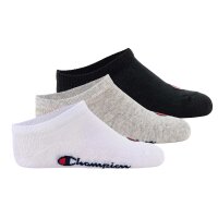 Champion childrens socks, 3-pack - sneaker socks, logo, solid colour Black/Grey/White 27-30