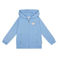 Steiff childrens sweat jacket - hood, teddy application, zipper, cotton stretch, uni