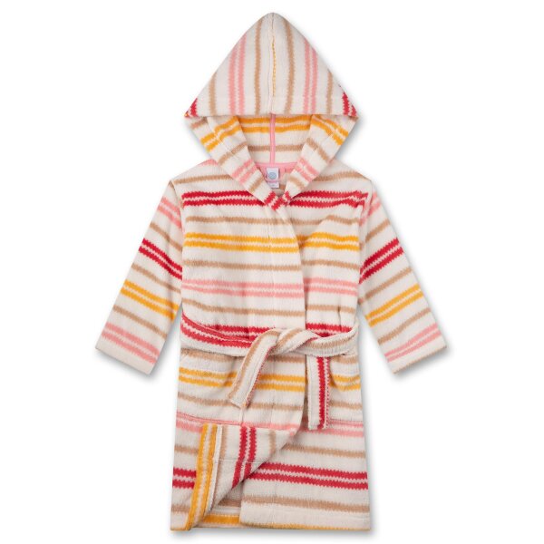 Sanetta girls bathrobe - swimwear, cotton, hood, pocket, stripes