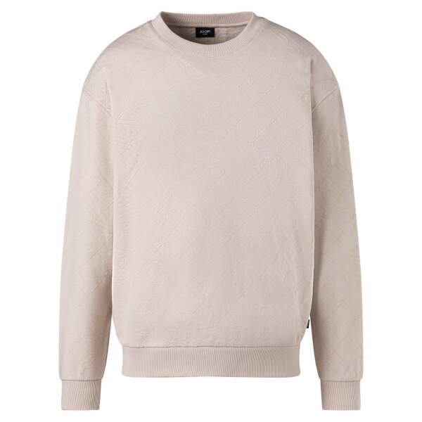 JOOP! JEANS Herren Sweatshirt - Cayetano, Sweater, Rundhals, Logo Allover, Cotton Natur (Open White) L