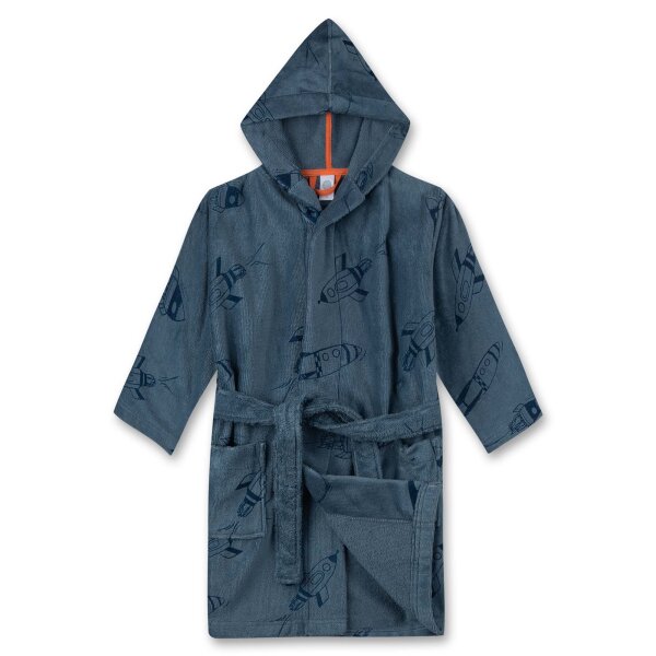 Sanetta boys bathrobe - swimwear, cotton, hood, pocket, allover print