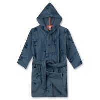 Sanetta Jungen Bademantel - Bademode, Baumwolle, Kapuze, Tasche, Allover-Print Dunkelblau 104