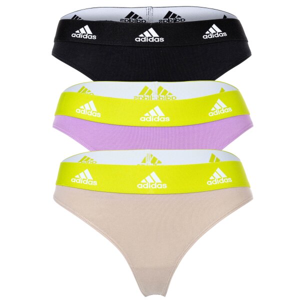 adidas Damen Strings, 3er Pack - Thong 3PK, Unterwäsche, Cotton Stretch, Logo, uni