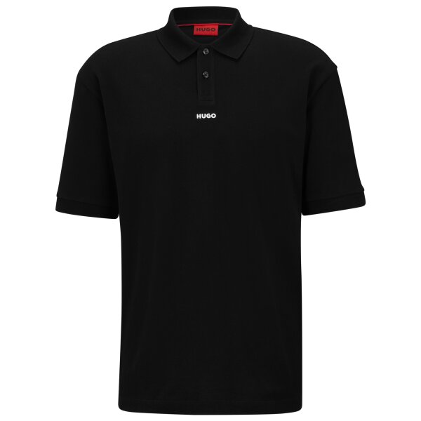 HUGO Mens Polo Shirt - Dangula, Pique, 1/2 Sleeve, Button Front, Slim Fit, Cotton Black M (Medium)