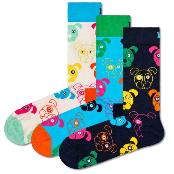 Happy Socks 3 pack unisex socks, gift box, mixed colours Mixed Dog 2 36-40 (UK 4-7)