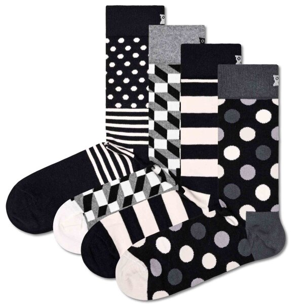 Happy Socks 4er Pack Unisex Socken - Geschenkbox, Classics, gemischte Farben Classic Black & White 2 36-40