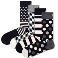 Happy Socks 4er Pack Unisex Socken - Geschenkbox, Classics, gemischte Farben Classic Black & White 2 36-40