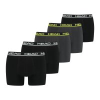 HEAD Mens Boxer Trunks, 5 Pack - Basic Boxer Trunks ECOM, Stretch Cotton Black/Grey M (Medium)