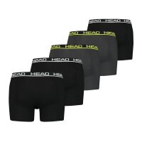 HEAD Mens Boxer Trunks, 5 Pack - Basic Boxer Trunks ECOM, Stretch Cotton Black/Grey M (Medium)
