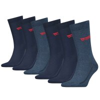 Levis Mens Socks 6 Pack- Regular Cut Batwing, ECOM, Logo, Solid Colour Blue 39-42