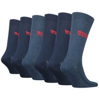 Levis Herren Socken 6er Pack - Regular Cut Batwing, ECOM, Logo, einfarbig Blau 43-46