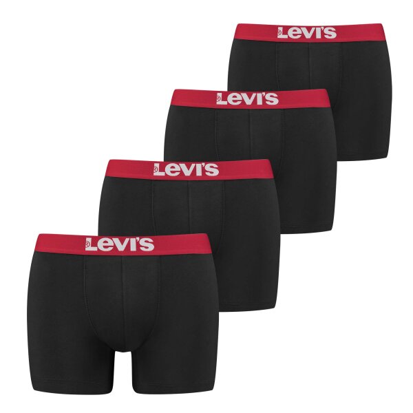 Levis Mens Boxer Shorts, 4-pack - Solid Basic Boxer Brief ECOM, Organic Black/Red M (Medium)