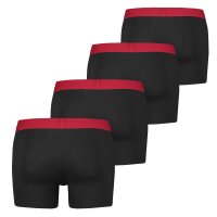 Levis Herren Boxershorts, 4er Pack - Solid Basic Boxer Brief ECOM, Organic Schwarz/Rot S