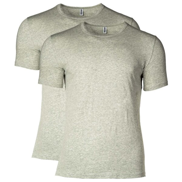 MOSCHINO Herren T-Shirt 2er Pack - Crew Neck, Rundhals, Stretch Cotton, uni Grau M