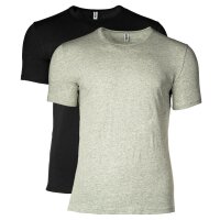 MOSCHINO Herren T-Shirt 2er Pack - Crew Neck, Rundhals, Stretch Cotton, uni Grau/Schwarz 2XL