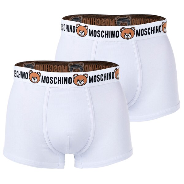 MOSCHINO Herren Boxershorts 2er Pack - Underbear, Unterhose, Baumwollmischung, uni Weiß S