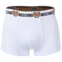 MOSCHINO Herren Boxershorts 2er Pack - Underbear, Unterhose, Baumwollmischung, uni Weiß S