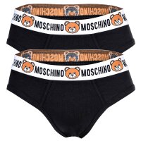 MOSCHINO Herren Slips 2er Pack - Underbear, Unterhose, Baumwollmischung, uni Schwarz S
