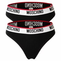 MOSCHINO Damen Slip 2er Pack - Unterhose, Baumwollmischung, Logobund, uni