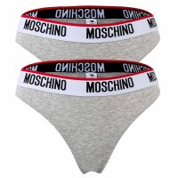 MOSCHINO Damen Slip 2er Pack - Unterhose, Baumwollmischung, Logobund, uni