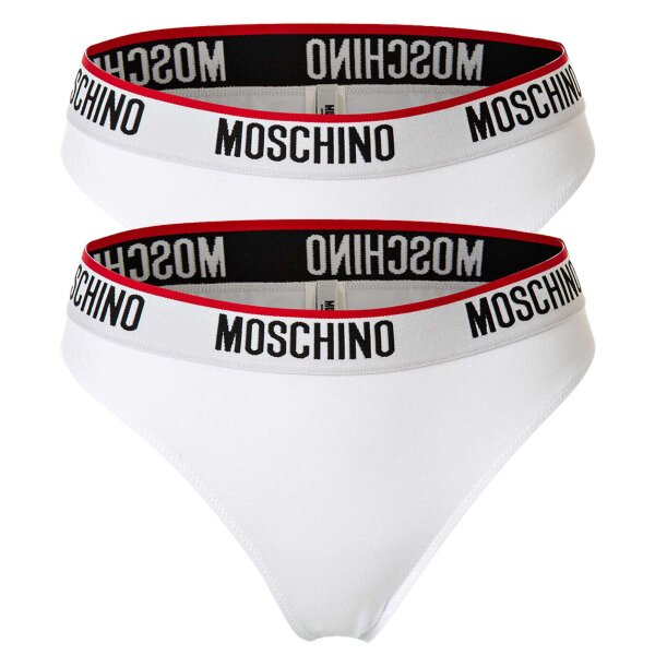 MOSCHINO ladies briefs 2-pack - Underpants, cotton blend, logo waistband, plain colour White XS (X-Small)