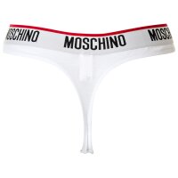 MOSCHINO Damen String 2er Pack - Unterhose, Baumwollmischung, Logobund, uni Weiß L