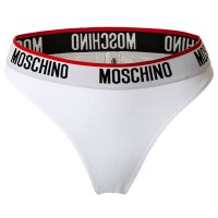 MOSCHINO ladies thong 2-pack - pants, cotton blend, logo waistband, plain colour White L (Large)