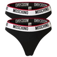 MOSCHINO ladies thong 2-pack - pants, cotton blend, logo waistband, plain colour Black M (Medium)