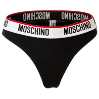 MOSCHINO ladies thong 2-pack - pants, cotton blend, logo waistband, plain colour Black M (Medium)