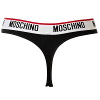 MOSCHINO ladies thong 2-pack - pants, cotton blend, logo waistband, plain colour Black M (Medium)