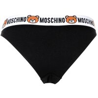 MOSCHINO Damen Slip 2er Pack - Underbear, Unterhose, Baumwollmischung, Logobund, uni Schwarz XS