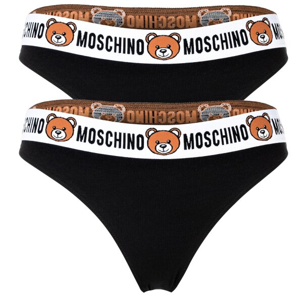 MOSCHINO ladies briefs 2-pack - Underbear, pants, cotton blend, logo waistband, plain colour Black S (Small)