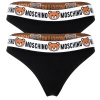 MOSCHINO ladies briefs 2-pack - Underbear, pants, cotton blend, logo waistband, plain colour Black S (Small)