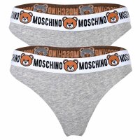 MOSCHINO ladies thong 2-pack - Underbear, pants, cotton blend, logo waistband, plain colour