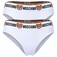 MOSCHINO Damen Brazilian Slip 2er Pack - Underbear, Unterhose, Baumwollmischung, Logobund, uni