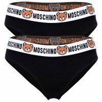 MOSCHINO Damen Brazilian Slip 2er Pack - Underbear, Unterhose, Baumwollmischung, Logobund, uni