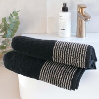 CAWÖ Towel, 3-pack - Luxury Home, C Two-Tone, terry towelling Black 50x100cm