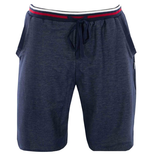 hajo Mens Sweatshorts - Stretch, Bermuda, Contrast Waistband, Mercerized Cotton Blue S (Small)