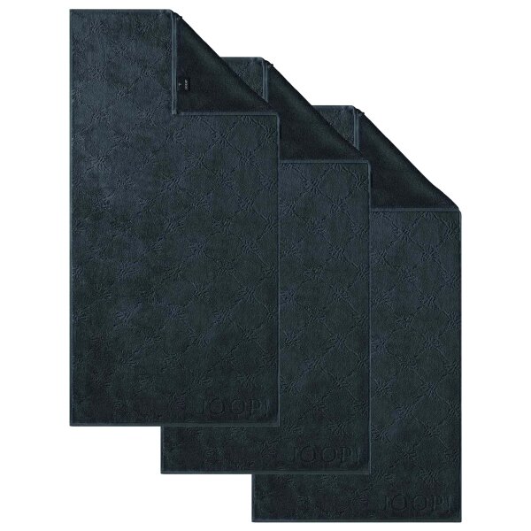 JOOP! Handtuch, 3er Pack - Uni Cornflower, Walkfrottier, einfarbig Anthrazit 50x100cm