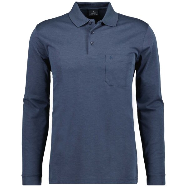 RAGMAN Mens Long Sleeve Polo Shirt - Soft Knit Polo Button Long Sleeve, Cotton Blend, Button Front, Easy Care Blue 2XL (XX-Large)