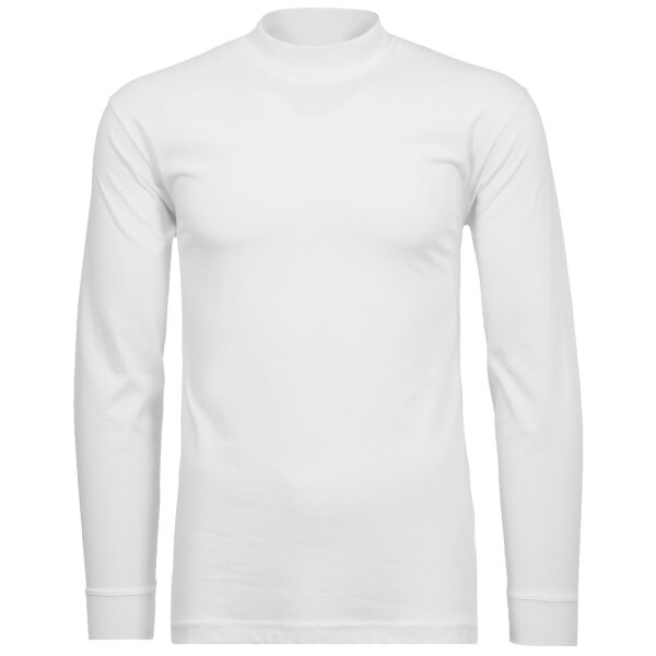RAGMAN Mens Stand-Up Collar Sweater - Long Sleeve Basic Stand-Up Collar Regular, Single Jersey, Solid Color White S (Small)