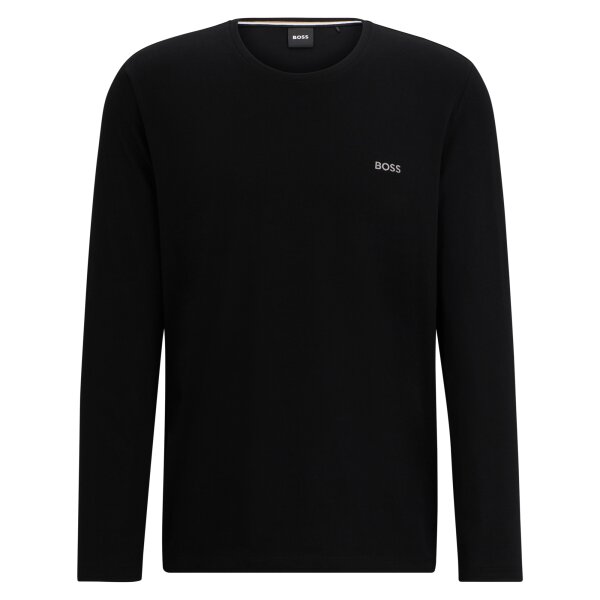BOSS Mens Long Sleeve Shirt - Mix&Match LS-Shirt R, Round Neck, Cotton Stretch, Logo Black XL (X-Large)