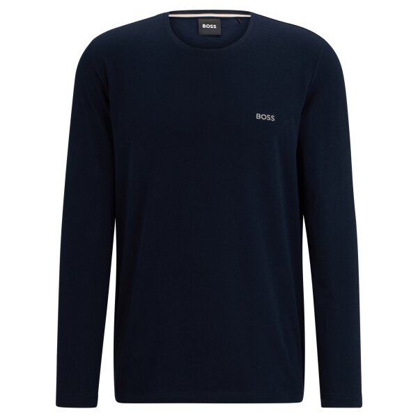 BOSS Mens Long Sleeve Shirt - Mix&Match LS-Shirt R, Round Neck, Cotton Stretch, Logo Blue 2XL (XX-Large)