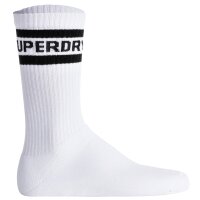 Superdry Unisex Sportsocken, 3er Pack - COOLMAX SPORT CREW SOCK 3PK, Logo, Streifen Weiß 36-38