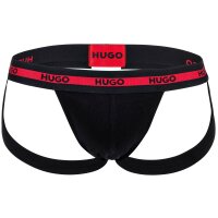HUGO Herren Jockstrap, 3er Pack - TRIPLET PLANET, Cotton Stretch, Logo Schwarz/Rot/Weiß L