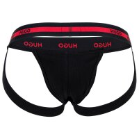 HUGO Mens Jockstrap, 3-pack - TRIPLET PLANET, Cotton Stretch, Logo Black/Red/White L (Large)
