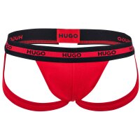 HUGO Herren Jockstrap, 3er Pack - TRIPLET PLANET, Cotton Stretch, Logo Schwarz/Rot/Weiß 2XL