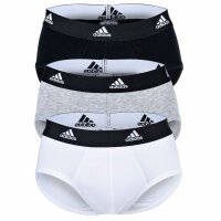 adidas Herren Slip, 3er Pack - Briefs, Active Flex Cotton, Logo, einfarbig Weiß/Grau/Schwarz S
